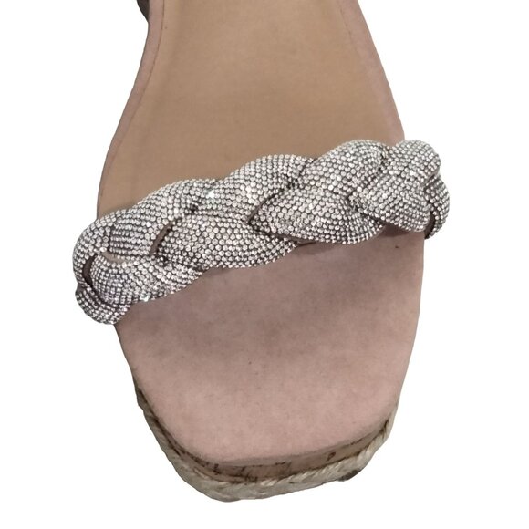 Madden Nyc Blush Braided Rhinestone Adjustable Strap Wedge Sandals Size 11 - Picture 3 of 10